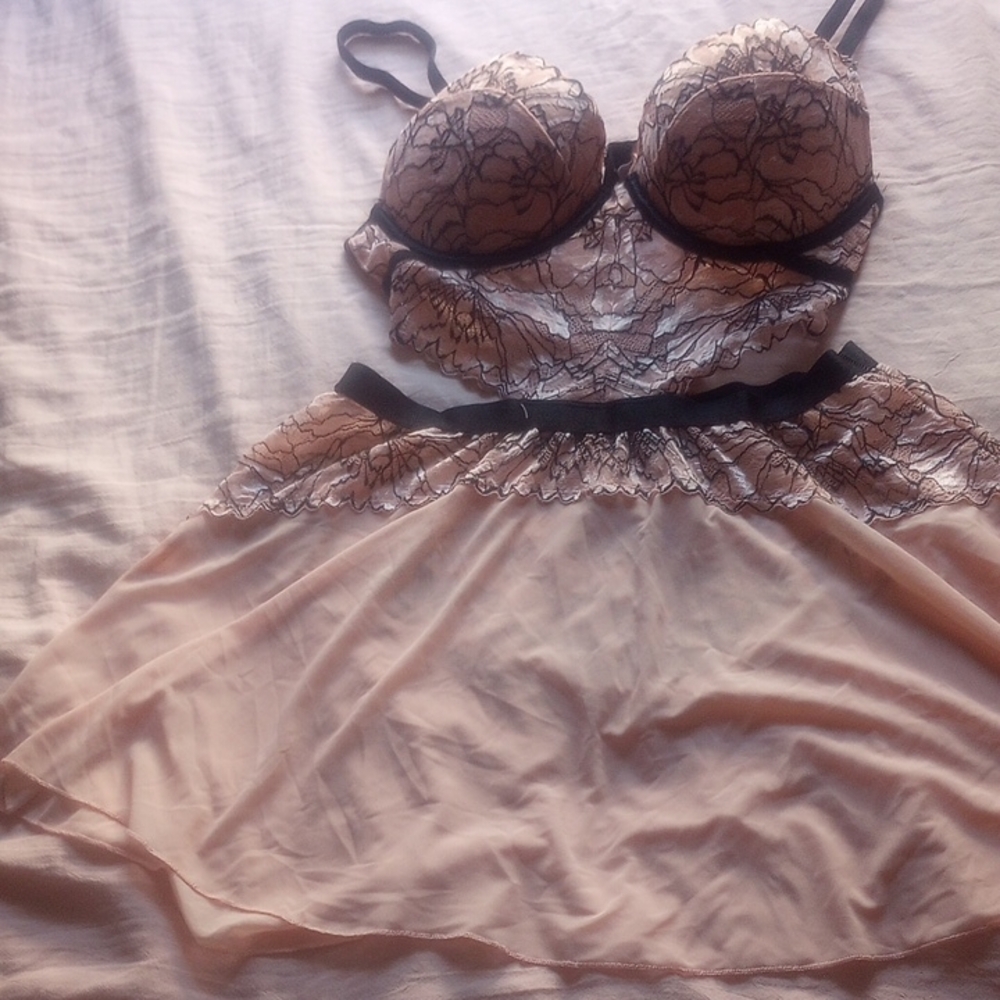Auden Lace Chemise in Black and Cream